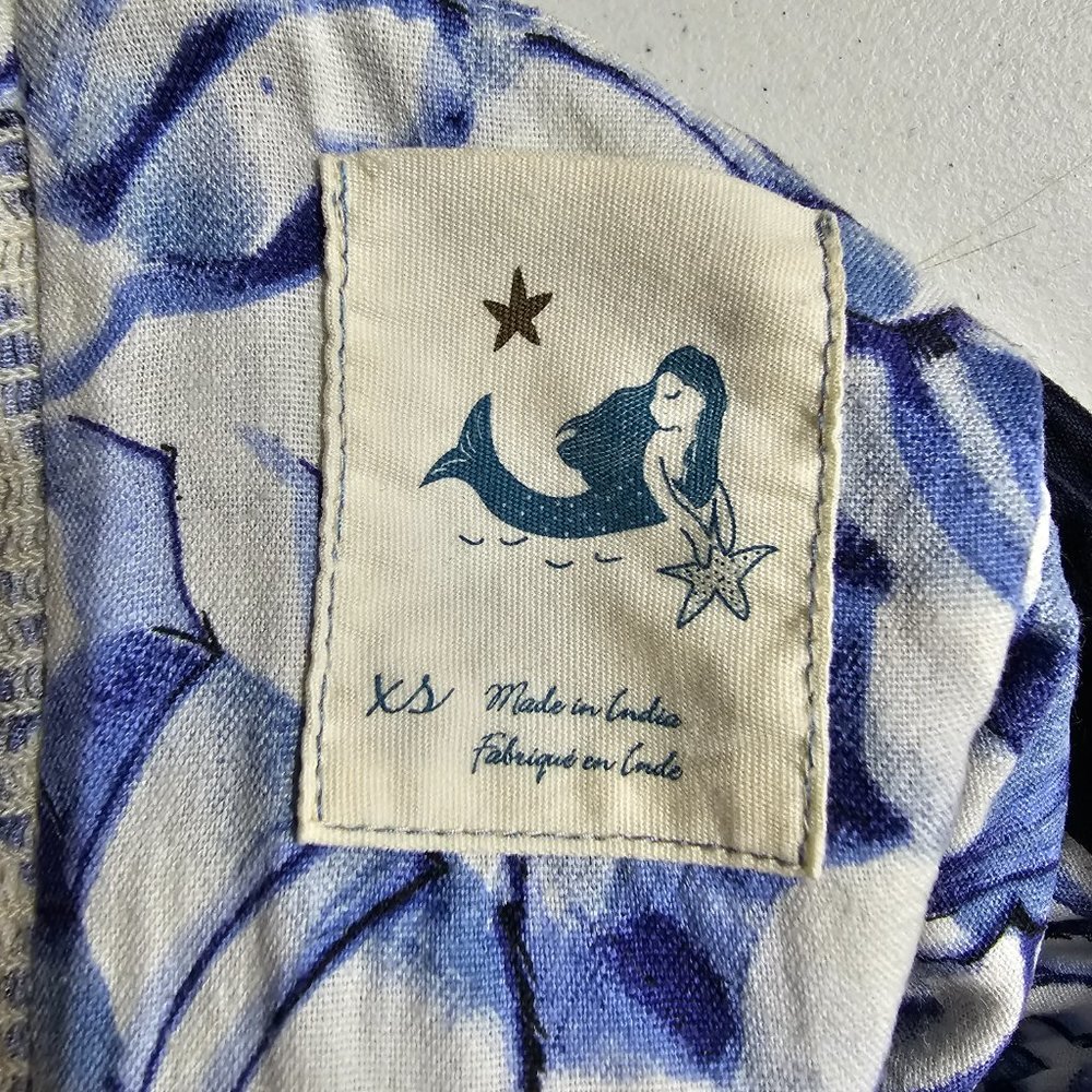 Anthropologie XS Mermaid Beach Shade Umbrella Romper Smocked Linen Blend Pockets - Picture 8 of 12